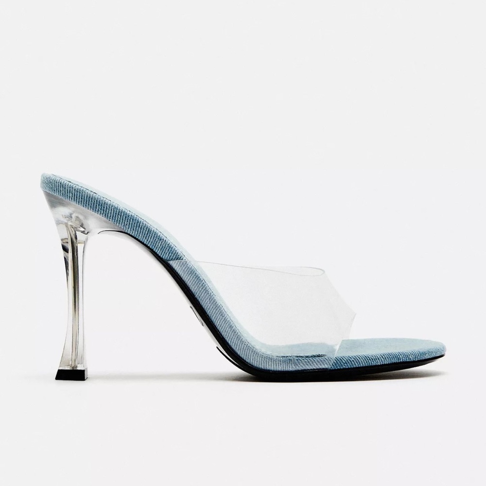 Zara Denim & Clear Heels Brand New